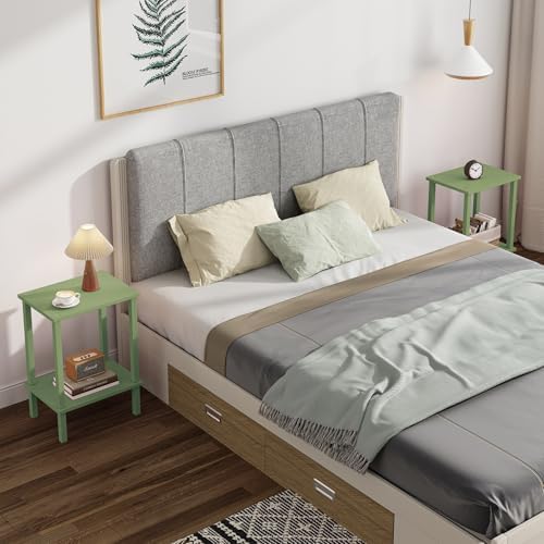TUTOTAK End Table, Set of 2, Side Table, Nightstand, 2-Tier Storage Shelf
