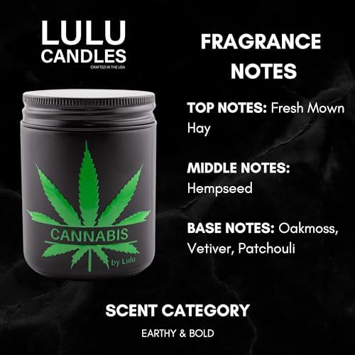 Lulu Candles Cannabis Scented Soy Jar Candle, 8 Oz. Mason Jar