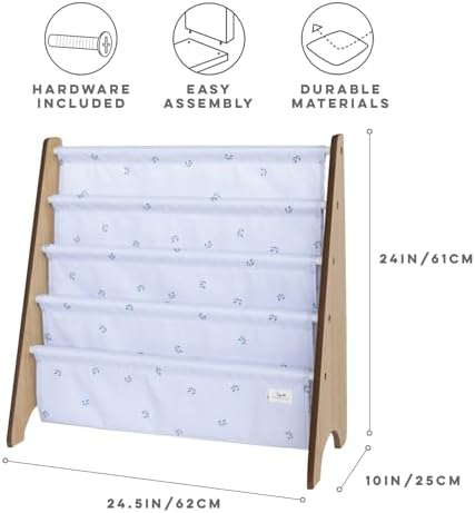 3 Sprouts Recycled Kids Bookshelf, Holds 35 Books, 4-Tier, Blueberry Mist