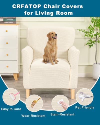 CRFATOP Accent Chair Cover,Stretch Armchair Slipcover for Living Room,Beige