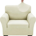 ZNSAYOTX 1 Piece Jacquard Chair Slipcovers for Living Room High Stretch Chair Covers with Arms Anti Slip Pets Friendly Couch Sofa Armchair Cover Furniture Protector (Small, New Pattern Light Beige)