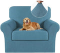 Turquoize 2 Piece Chair Covers Chair Slipcovers for Living Room Armchair Sofa Covers Chair Couch Cover with Arms Washable Furniture Protector for Chairs Feature Thick Fabric (Chair, Storm Blue)