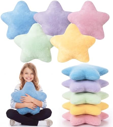 Soaoo 5 Pcs Star Fluffy Pillow Star Shape Pillow, Soft Mix