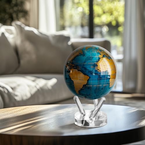 MOVA Self Rotating Globe, Cerulean Blue and Gold Signature (6")