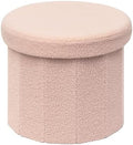 B FSOBEIIALEO Storage Ottoman Cube, Round Ottoman with Storage, Pink