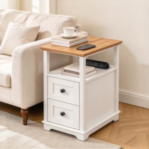 WLIVE Wood End Tables with Charging Station