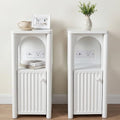 White Narrow Nightstand Set of 2 Bedside Table with ChargingStation