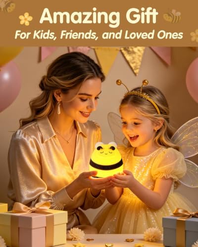 YISUN Bee Silicone LED Night Light, 3 Level Dimmable Kids Room Nursery Lamp