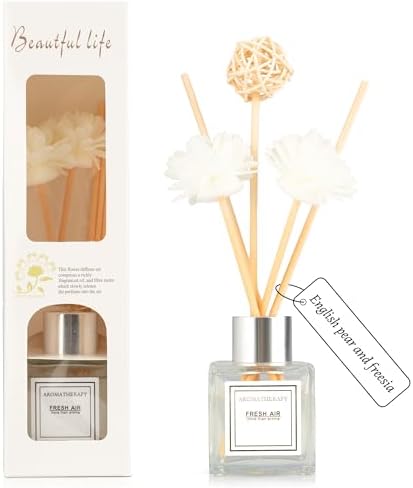 Reed Diffuser Set, 1.7 fl oz Scent Diffuser with Sticks, Freesia Scent
