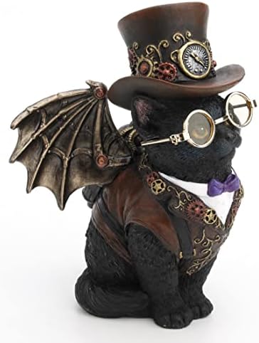 Veronese Design 5 1/4" Steampunk Victorian Inventor Top Hat Kitty Cat Resin Figurine Hand Painted Statue