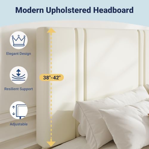 Allewie Cal King Platform Bed Frame with Velvet Upholstered Headboard