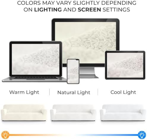 PAULATO Premium Stretch Couch Covers for Sofa - Sofa Chair Cover Washable, Dogs & Pets Friendly - Elastic Polyester Loveseat Slipcovers - Non-Slip Love Seat Couch Covers - Crisp White (86"-120" Wide)