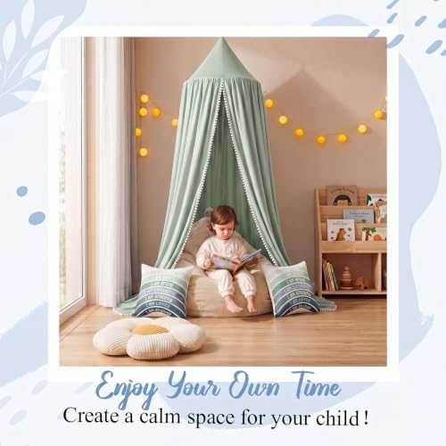 Kids Reading Nook Set with Canopy Tent, Bean Bag Cover & Pillow,Green