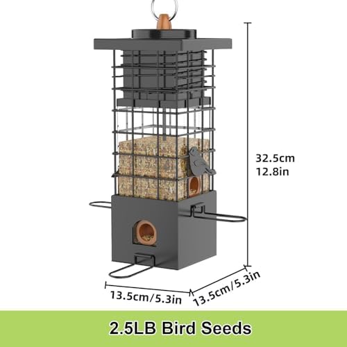 Metal Squirrel Proof Bird Feeder,2.5LB Capacity,Easy Refill & Clean