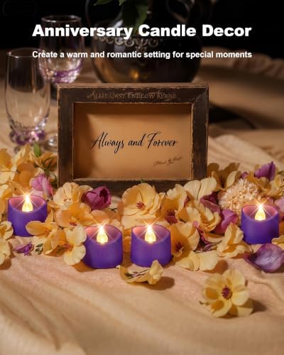 Homemory 12-Pack Purple Flameless Battery Tea Light Candles, 200+ Hours