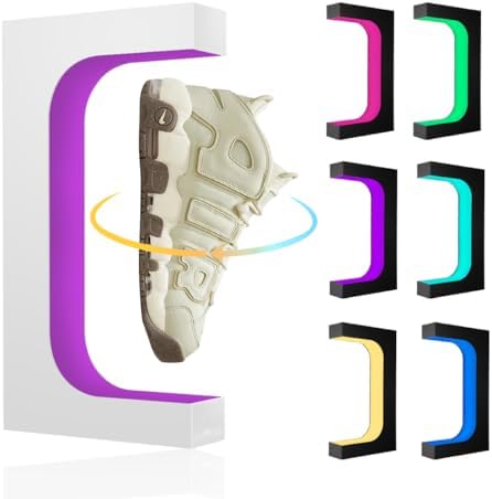 Levitating Shoe Display Stand Holer, Magnetic Levitation Floating Sneakers Rack Holder with 16 Colors Remote Control,360° Self-Rotation Exhibition for Shoes Collectors Adv