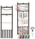 Munzong Headband Holder 52x17 inch, Black Bow Holder for Baby Girls,4 Tier Large Capacity Wall Hanging Headband Shelf w/Mesh Bag,Nursery Hair Accessories Organizer Display Rack for Toddler Kids Women