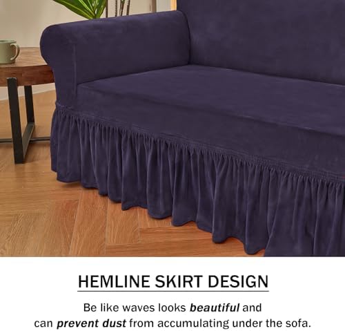 NICEEC Purple Couch Covers for Sofa Cover Universal Slipcovers with Skirt