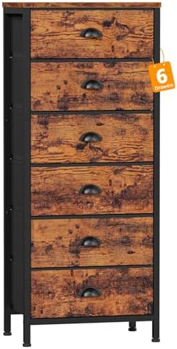Furnulem Dresser for Bedroom, 6 Bins Tall Fabric Storage Drawers