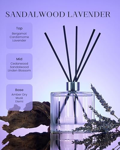 M&SENSE Reed Diffuser, Sandalwood Lavender, 7.04 oz Natural Essential Oil