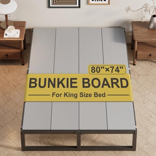 Lutown-Teen Bunkie Board King High-Density Polymer Bed Support, Gray