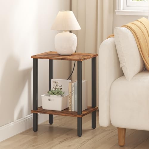 TUTOTAK End Table, Side Table, Nightstand, 2-Tier Storage Shelf