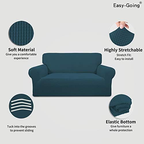 Easy-Going Stretch Loveseat Couch Covers Washable Deep Teal