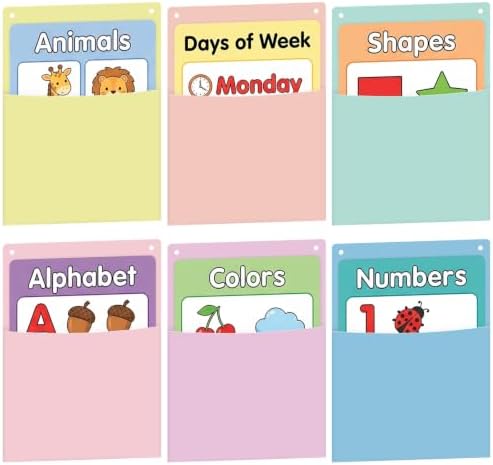 6Pcs Plastic Oversized Wall Pockets 12.6 X 9.4 Inch Hanging Wall File Organizer Hanging File Folders Holder Mail Organizer for Back to School Classroom Home Office Teaching Supplies (Pastel Color)