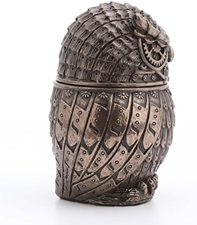 Veronese Design 3 3/8" Steampunk Owl Resin Figurine Secret Stash Box Cast Bronze Finish