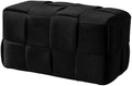 Cmishe 28" Rectangular Woven Corduroy Ottoman Footrest - Large Modern Entryway Bench & Bed End Stool, Sturdy Wood Frame, No Assembly (Black-L)