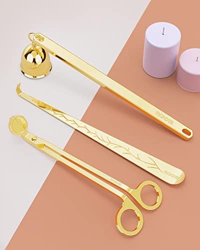 RONXS 3 in 1 Candle Wick Trimmer Set, Snuffer, Dipper, Cutter, Gold