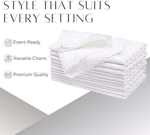 Ramanta Home White Linen Flax Cloth Napkins Set of 12, 20x20 Inches