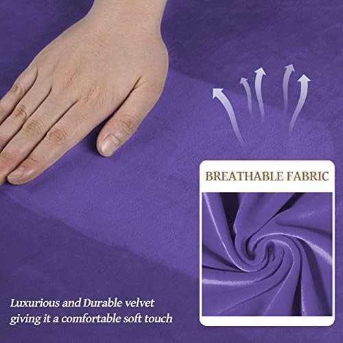 WEERRW Velvet Stretch 3 Pieces Couch Cover for Sofa Washable, Purple