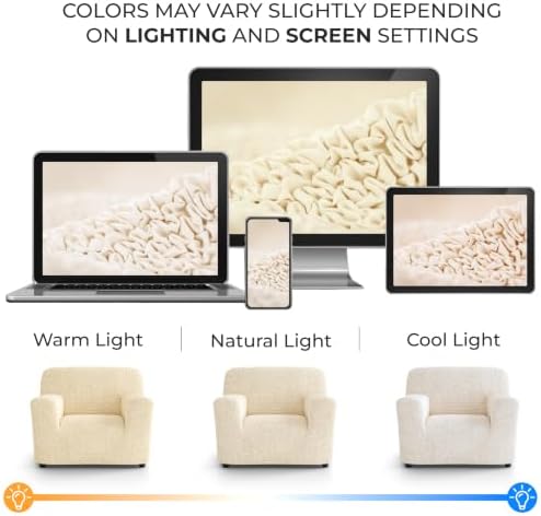 PAULATO Premium Stretch Couch Covers for Sofa - Sofa Chair Cover Washable, Dogs & Pets Friendly - Elastic Polyester Loveseat Slipcovers - Non-Slip Love Seat Couch Covers - Cream (21"-39" Wide)