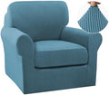 Turquoize 2 Piece Chair Covers Chair Slipcovers for Living Room Small Armchair Chair Cover with Arms Washable Furniture Cover for Chairs Feature Thick Jacquard Fabric (Small Armchair, Storm Blue)