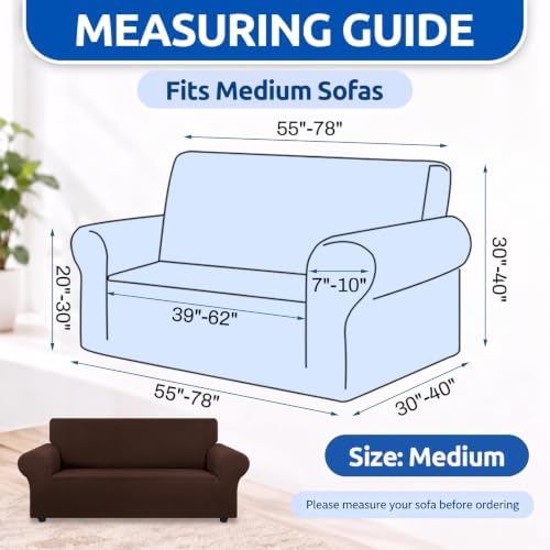 KEKUOU Stretch Loveseat Couch Cover, 2 Cushion Couch Slipcover,Chocolate