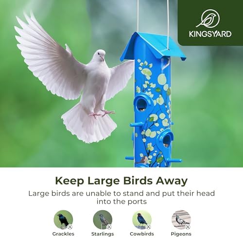 Kingsyard Metal Bird Feeders for Outdoors Hanging, Tube Bird Feeder