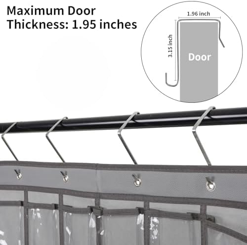 Over the Door Organizer Cell Phone Hanging Classroom Pocket Chart Wall Door Closet Hanging Organizer Durable Fabric Storage Bag, 24 Pockets (Grey)