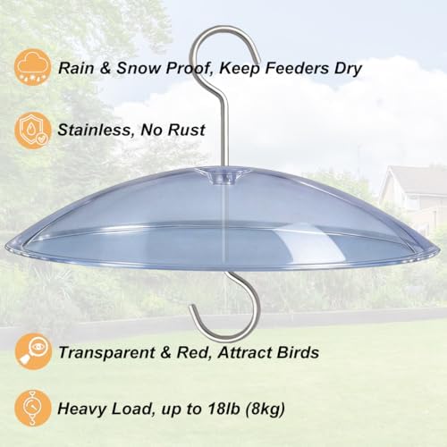 8" Mini Plastic Rain Cover for Bird Feeder, 2-Pack Clear Weather Guard Dome