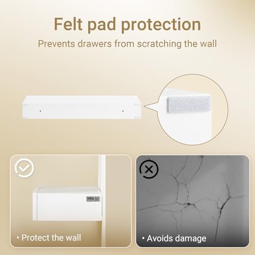 SoBuy Floating Wall Shelf Set of 2 with Drawer & LED Light