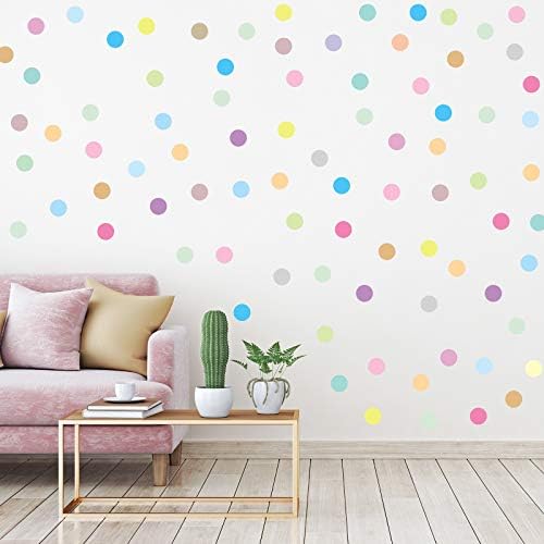 Zonon 240 Pcs 2 Inch Colored Polka Dots Wall Decals, Watercolor