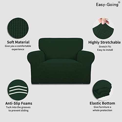 Easy-Going Stretch Oversized Chair Slipcover with Arm Washable Dark Green