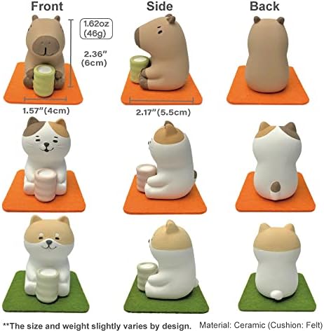 Stone Diffuser Tea-Drinking Animals [ Designed in Japan] Non Electric Passive Diffuser for Essential Oil and Aromatherapy (Ceramic/Clay) (Tea-Drinking cat)