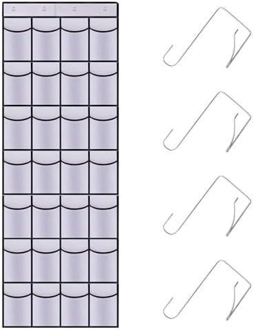 28 Mesh Pockets Hanging Over the Door Shoe Organizer , White