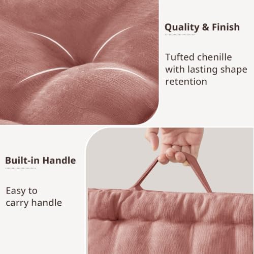 Intelligent Design Floor Pillow, Cushion for Meditation, 24x24 Dusty Peach