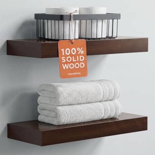 Homeforia 16 Inch Floating Shelves, High-End Solid Pine Wood, Set of 3