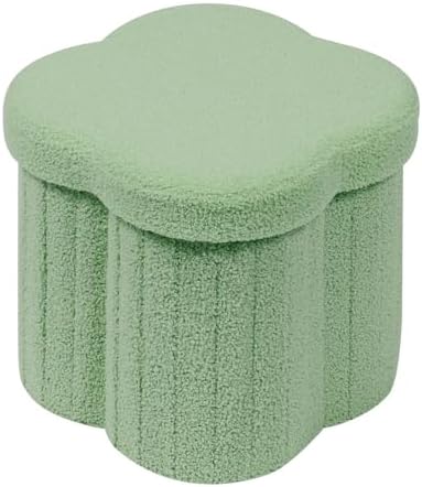 B FSOBEIIALEO Storage Ottoman Cube, 12.6" Flower Shaped Ottomans, Green