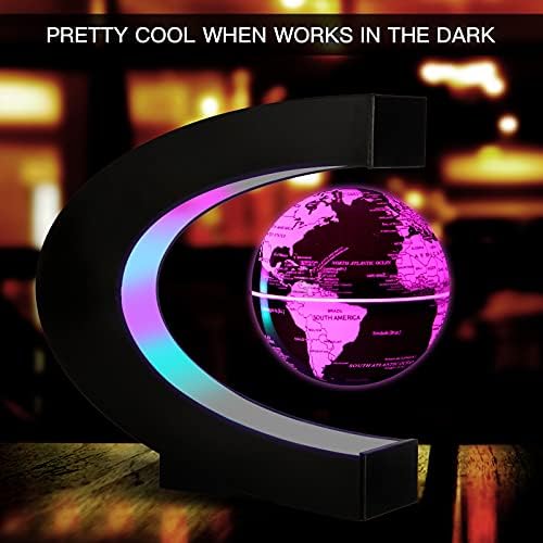 Gresus MultiColor Changing Magnetic Levitation Floating World Map Globe, Floating Globe with LED Lights, Great Fathers Students Teacher Business Boyfriend Birthday Gift for Desk Decoration