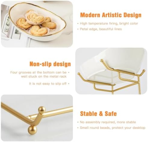 3 Tier Fruit Basket, Ceramic Fruit Bowl for Kitchen Counter 8