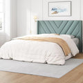 Yaheetech Queen Bed Frame with Chevron Channel-Tufted Headboard, Blue Lake